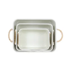 Set Of 3 Baskets White Metal & Reed By Foreside Home & Garden -HOMCOM Store GUEST 2ee4b939 a8c6 466d 91eb 10fbb5b0f8a8