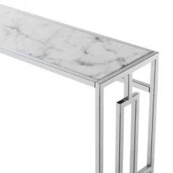 Town Square Chrome Console Table With Shelf White Faux Marble/Chrome Frame - Breighton Home -HOMCOM Store GUEST 2f58c544 bd62 473e 9998 76a23731e772