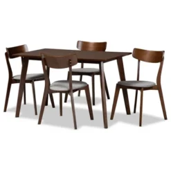 5pc Nori Upholstered Wood Dining Set - Baxton Studio -HOMCOM Store GUEST 2f8634d4 425b 4b5f a5b5 67779d6faf21