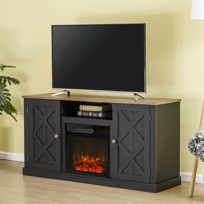 Electric Fireplace And TV Stand For TVs Up To 60" Gray - Home Essentials 4 Electric Fireplace And TV Stand For TVs Up To 60" Gray - Home Essentials - Image 2