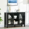 HOMCOM Modern Kitchen Sideboard, Buffet Table With Removable Wine Rack, Tempered Glass Door Cabinet And Adjustable Shelves For Living Room, Kitchen, Entryway, Black -HOMCOM Store GUEST 30c98888 35f9 4513 81a8 b3b005e530f3
