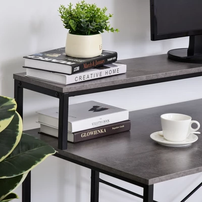 HOMCOM 55 Inch Home Office Computer Desk Study Writing Workstation With Storage Shelves, Elevated Monitor Shelf, CPU Stand 6 HOMCOM 55 Inch Home Office Computer Desk Study Writing Workstation With Storage Shelves, Elevated Monitor Shelf, CPU Stand - Image 4