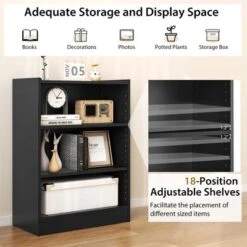 Costway 3-Tier Bookcase Open Multipurpose Display Rack Cabinet With Adjustable Shelves Black/Brown -HOMCOM Store GUEST 3102db57 fdf3 400e 8808 329391754cc2