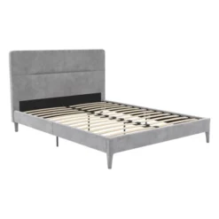 Westerleigh Upholstered Platform Bed With Minimalist Tufted Headboard Light Gray - CosmoLiving By Cosmopolitan -HOMCOM Store GUEST 31fdf914 46ab 4454 949f f79223de6589