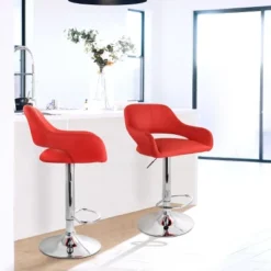 Elama 2 Piece Adjustable Faux Leather Bar Stool Set -HOMCOM Store GUEST 32797689 dc44 49f4 bfbe 18115cb5b59e