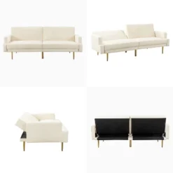 Lanna 76"Wide Vegan Leather Modern Style Convertible Futon Sofa Bed For Living Room Guest Bedroom | ARTFUL LIVING DESIGN -HOMCOM Store GUEST 328b84d7 47fa 48e2 a170 35c745b958fb