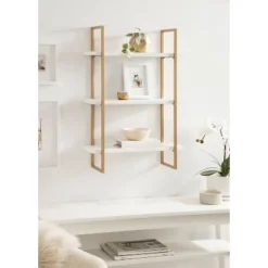20" X 30" Leigh Wood And Metal Wall Shelf White/Gold - Kate & Laurel All Things Decor 17 20" X 30" Leigh Wood And Metal Wall Shelf White/Gold - Kate & Laurel All Things Decor -HOMCOM Store GUEST 328ef9b6 80fb 4766 95fb 5294bee785ff