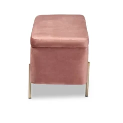 Rockwell Blush Velvet Metal Storage Bench Pink/Gold - Baxton Studio -HOMCOM Store GUEST 32a2ce9b 8f23 4e28 b07e 8e7d77147cf2