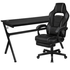 Flash Furniture Gaming Desk With Cup Holder/Headphone Hook/Removable Mousepad Top & Reclining Back/Arms Gaming Chair With Footrest -HOMCOM Store GUEST 336d5609 a20c 467d bf57 81784f3662fc