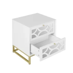 Averina 2 Drawers 45° Splicing White Mirror Front Nightstand With Storage -The Pop Home 14 Averina 2 Drawers 45° Splicing White Mirror Front Nightstand With Storage -The Pop Home -HOMCOM Store GUEST 338136ad 3fc0 4da5 9b7b 8e33d6186681