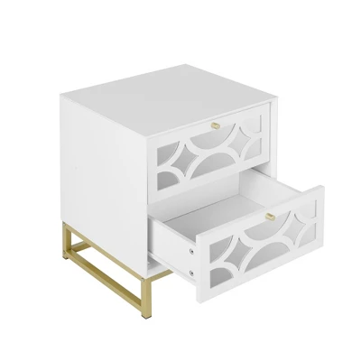 Averina 2 Drawers 45° Splicing White Mirror Front Nightstand With Storage -The Pop Home 7 Averina 2 Drawers 45° Splicing White Mirror Front Nightstand With Storage -The Pop Home - Image 5