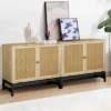 Arina Natural Rattan 2 Door Accent Cabinet With 1 Adjustable Inner Shelf - The Pop Maison