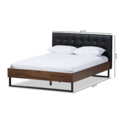 Mitchell Rustic Industrial Walnut Wood Black Faux Leather Metal Platform Bed Dark Bronze - Baxton Studio 15 Mitchell Rustic Industrial Walnut Wood Black Faux Leather Metal Platform Bed Dark Bronze - Baxton Studio -HOMCOM Store GUEST 338b4278 e64d 4e04 ab42 e3d247056165