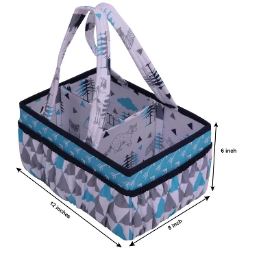 Bacati - Woodlands Aqua/Navy/Gray Boys Cotton Nursery Storage Caddy 6 Bacati - Woodlands Aqua/Navy/Gray Boys Cotton Nursery Storage Caddy - Image 4
