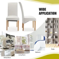 Set Of 2 Dining Chairs Upholstered Padded Side Chairs W/ Rubber Wood Legs BlackBeige -HOMCOM Store GUEST 34150c0b a3c6 46a0 88a6 5487c2ea0f06