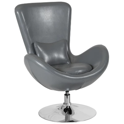 Merrick Lane High-Back Egg Style Lounge Chair With 360° Swivel Metal Base 15 Merrick Lane High-Back Egg Style Lounge Chair With 360° Swivel Metal Base - Image 13