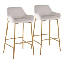 Set Of 2 Daniella Metal/Velvet Barstools - LumiSource -HOMCOM Store GUEST 347d4746 e5bd 4e3c a82b 9e2826921d50