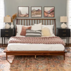Boho Solid Wood Spindle Platform Bed - Saracina Home -HOMCOM Store GUEST 34e37aae 945b 4e1c b588 d216ba7b0bcd