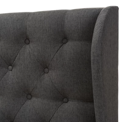 Cadence Modern And Contemporary Fabric Button - Tufted Winged Headboard - Baxton Studio 4 Cadence Modern And Contemporary Fabric Button - Tufted Winged Headboard - Baxton Studio - Image 2