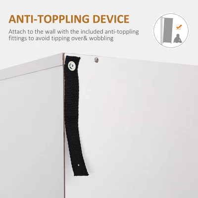 HOMCOM 66" Buffet With Hutch, Freestanding Kitchen Pantry With 2 Large Cabinets, 1 Pull Up Cabinet, 3 Drawers & Wide Countertop, White 7 HOMCOM 66" Buffet With Hutch, Freestanding Kitchen Pantry With 2 Large Cabinets, 1 Pull Up Cabinet, 3 Drawers & Wide Countertop, White - Image 5