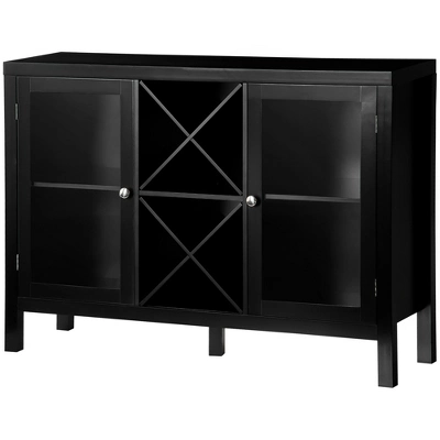 HOMCOM Modern Kitchen Sideboard, Buffet Table With Removable Wine Rack, Tempered Glass Door Cabinet And Adjustable Shelves For Living Room, Kitchen, Entryway, Black 5 HOMCOM Modern Kitchen Sideboard, Buffet Table With Removable Wine Rack, Tempered Glass Door Cabinet And Adjustable Shelves For Living Room, Kitchen, Entryway, Black - Image 3