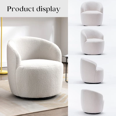 Set Of 2 Fannie 25.60'' Wide Small Size Boucle Upholstered 360° Swivel Barrel Chair-The Pop Maison 4 Set Of 2 Fannie 25.60'' Wide Small Size Boucle Upholstered 360° Swivel Barrel Chair-The Pop Maison - Image 2