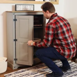 Sunnydaze Decor Sunnydaze 2-Door, 2-Shelf Accent Cupboard - Solid Pine - Gray - 43" H 22 Sunnydaze Decor Sunnydaze 2-Door, 2-Shelf Accent Cupboard - Solid Pine - Gray - 43" H -HOMCOM Store GUEST 38147fed 6822 43f4 a549 604d73fb7611