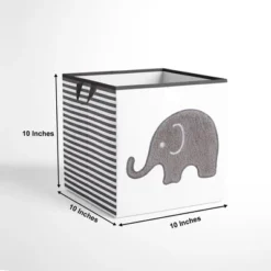 Bacati - Elephants White/Gray Fabric Storage Box/Tote Small -HOMCOM Store GUEST 389f31ad 5155 43b9 bc7b 7c29bccefac9