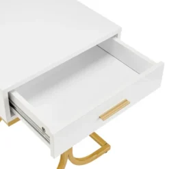 17.75" Rectangular Modern Glam Side Table With Drawer White/Gold - Danya B. -HOMCOM Store GUEST 38a38406 78f1 4113 b6a4 376de9832f78