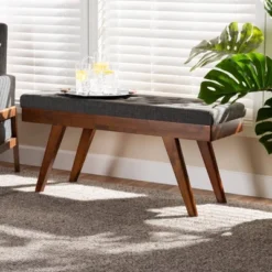 Alona Medium Wood Dining Bench Gray - Baxton Studio -HOMCOM Store GUEST 39a6b463 58ba 4b32 8aa0 114f8a38da17