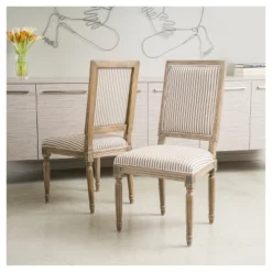 Set Of 2 Madison Weathered Oak Dining Chairs Dark Coffee - Christopher Knight Home