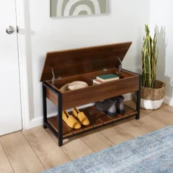 Honey-Can-Do Shoe Storage Bench Walnut -HOMCOM Store GUEST 39ebffe6 bdbc 428e ba7f 48f8b8b78c33