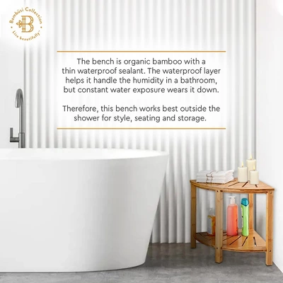Bambusi Bamboo Corner Bench With Shelf For Bathroom, Living Room, Entryway Or Outside 6 Bambusi Bamboo Corner Bench With Shelf For Bathroom, Living Room, Entryway Or Outside - Image 4