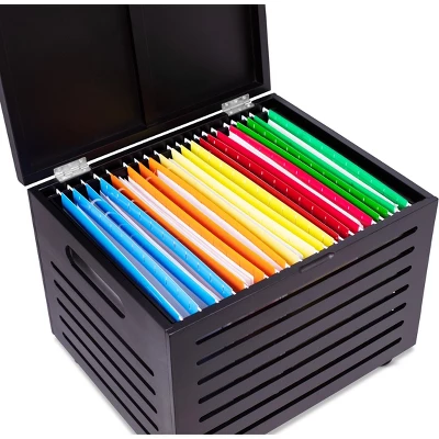 BirdRock Home Bamboo Rolling File Storage Organizer Box With Lid - Cafe Noir 9 BirdRock Home Bamboo Rolling File Storage Organizer Box With Lid - Cafe Noir - Image 7