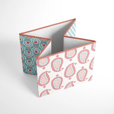 Bacati - Sophia Paisley Aqua/Coral Fabric Storage Box/Tote Large 4 Bacati - Sophia Paisley Aqua/Coral Fabric Storage Box/Tote Large - Image 2