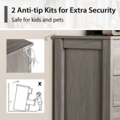 Costway Modern 5 Drawer Chest Storage Dresser Cabinet With Metal Handles Grey Oak -HOMCOM Store GUEST 3c333dc0 77fd 4548 867e 667bda941f94