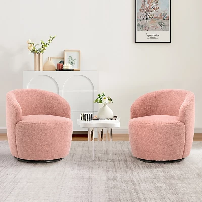 Set Of 2 Fannie 25.60'' Wide Small Size Boucle Upholstered 360° Swivel Barrel Chair-The Pop Maison 13 Set Of 2 Fannie 25.60'' Wide Small Size Boucle Upholstered 360° Swivel Barrel Chair-The Pop Maison - Image 11
