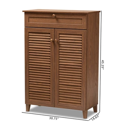 Shelf Wood Shoe Storage Cabinet With Drawer Coolidge Brown - Baxton Studio 11 Shelf Wood Shoe Storage Cabinet With Drawer Coolidge Brown - Baxton Studio - Image 9