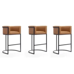 Set Of 3 Cosmopolitan Upholstered Metal Barstools - Manhattan Comfort -HOMCOM Store GUEST 3e3b9aa8 9e80 4bfb b300 5cf1d71e8c57