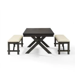 Hayden 3pc Extendable Dining Set With 2 Benches Slate - Crosley -HOMCOM Store GUEST 3e79bb28 d059 4220 ba08 40f315f17039