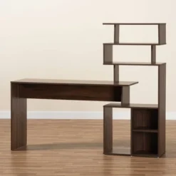 Foster Wood Storage Desk With Shelves Walnut/Brown - Baxton Studio 13 Foster Wood Storage Desk With Shelves Walnut/Brown - Baxton Studio -HOMCOM Store GUEST 3e9f1633 95ad 4167 82eb db42e0db680d