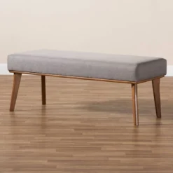 Odessa Mid-Century Modern Fabric Upholstered Wood Dining Bench Walnut/Brown - Baxton Studio -HOMCOM Store GUEST 3f259fc6 5c0a 41e8 b6b8 3fd25b532463