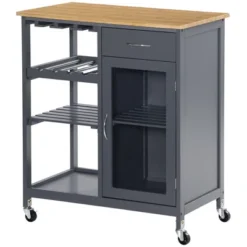 HOMCOM Utility Kitchen Cart, Rolling Kitchen Island Storage Trolley With Rack, Shelves, Drawer And Cabinet, Gray 9 HOMCOM Utility Kitchen Cart, Rolling Kitchen Island Storage Trolley With Rack, Shelves, Drawer And Cabinet, Gray -HOMCOM Store GUEST 3fed4334 79d0 404b bcaa c5497028b890