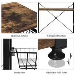 Costway Industrial Kitchen Baker's Rack Microwave Stand Utility Storage Shelf W/ 6 Hooks Steel Black 18 Costway Industrial Kitchen Baker's Rack Microwave Stand Utility Storage Shelf W/ 6 Hooks Steel Black -HOMCOM Store GUEST 402e62ef 6fd3 488b b918 01a474c65e2b