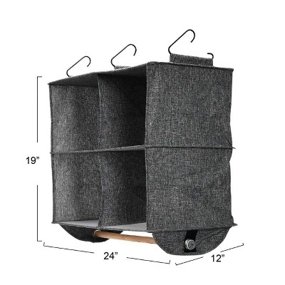 Household Essentials 4 Pocket Wide Organizer With Hangbar Graphite 4 Household Essentials 4 Pocket Wide Organizer With Hangbar Graphite - Image 2