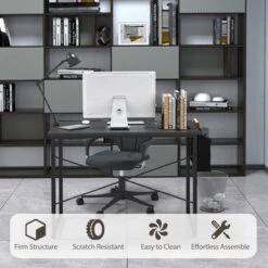 Costway 40''Modern Computer Desk Study Writing Table W/ Storage Bag Black/Coffee/Brown -HOMCOM Store GUEST 41ab9147 51e7 43ed 8ca9 093fadb9ec8a