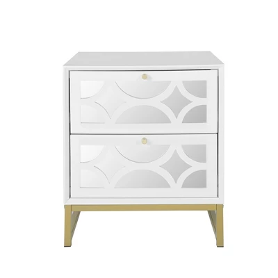Averina 2 Drawers 45° Splicing White Mirror Front Nightstand With Storage -The Pop Home 5 Averina 2 Drawers 45° Splicing White Mirror Front Nightstand With Storage -The Pop Home - Image 3