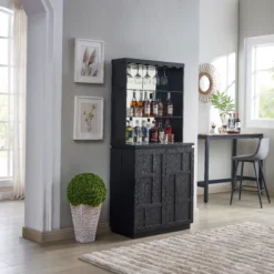 Home Source Corner Bar Cabinet With Rotating Wine Rack -HOMCOM Store GUEST 43180532 20ab 4678 9467 3065539f39df