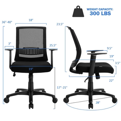 Costway Height Adjustable Mesh Office Chair Task Chair W/Lumbar Support 3 Costway Height Adjustable Mesh Office Chair Task Chair W/Lumbar Support