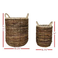 Set Of 2 Wrapped Rim Baskets Banana Leaf, Corn Husk & Metal - Foreside Home & Garden 11 Set Of 2 Wrapped Rim Baskets Banana Leaf, Corn Husk & Metal - Foreside Home & Garden -HOMCOM Store GUEST 442f7876 eabc 4e93 9dac 25e91799a475